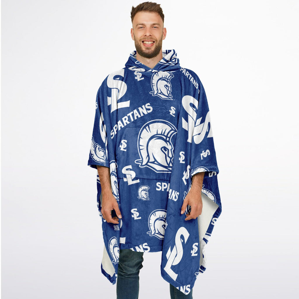 Blue Spartan Blanket Poncho