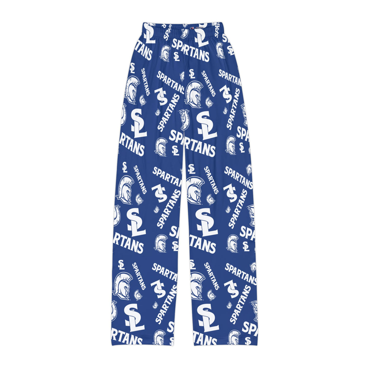 Spartans Kids Lounge Pants — All-Over Logo Athletic Pajama Bottoms