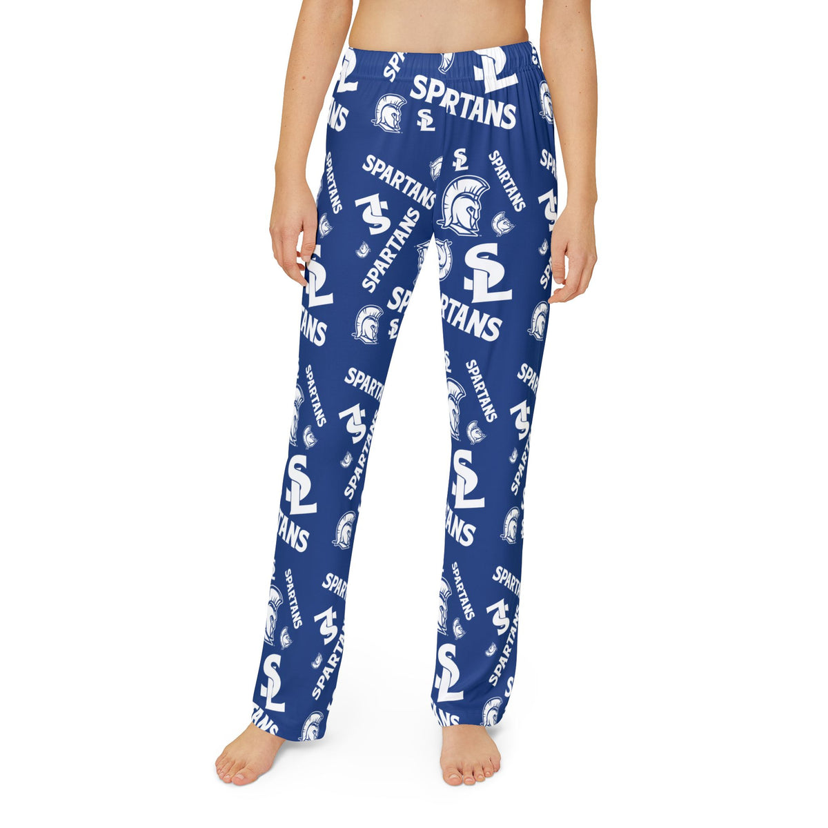 Spartans Kids Lounge Pants — All-Over Logo Athletic Pajama Bottoms