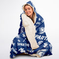 Spartan Patterened Hooded Sherpa Blanket