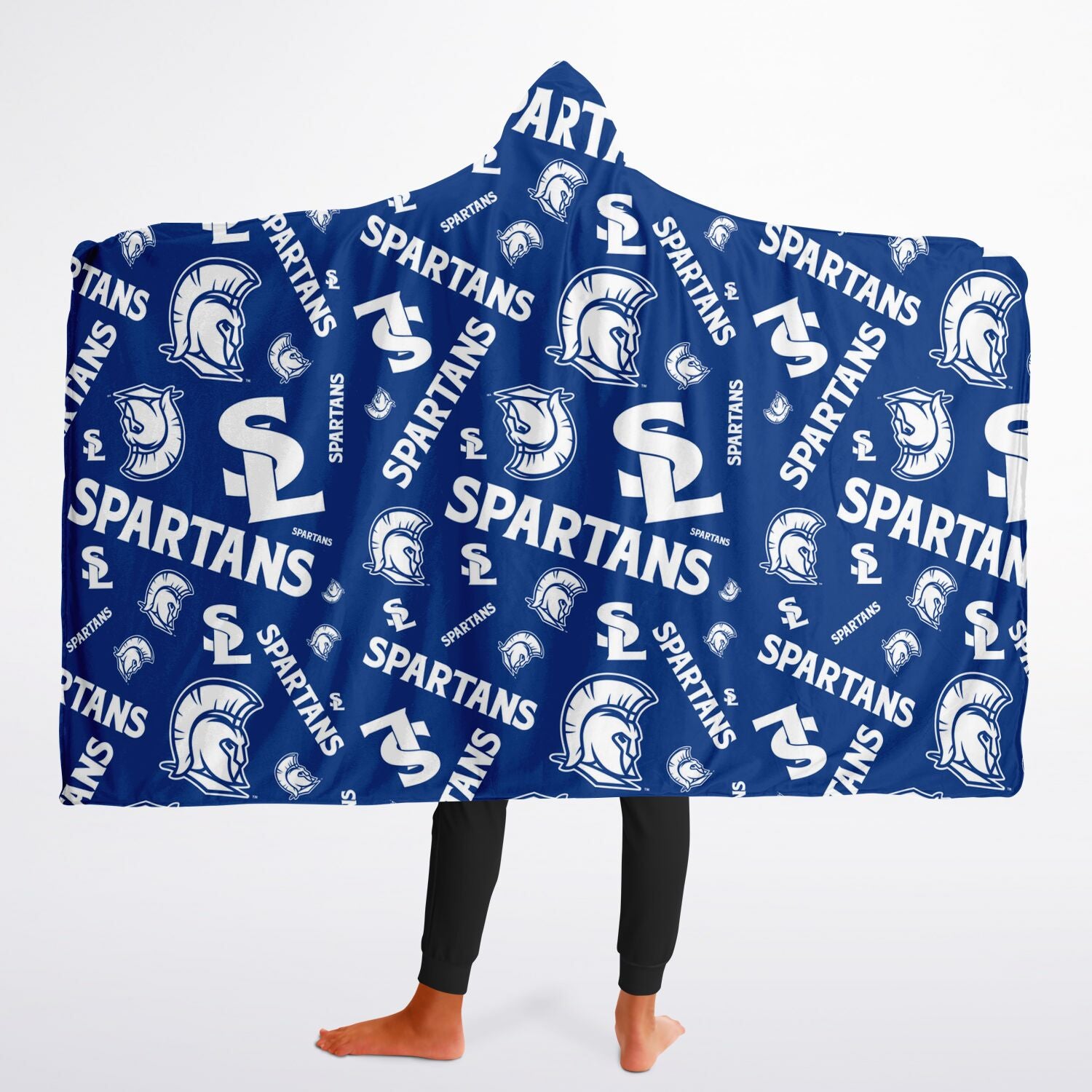 Youth Spartan Patterned Hooded Sherpa Blanket