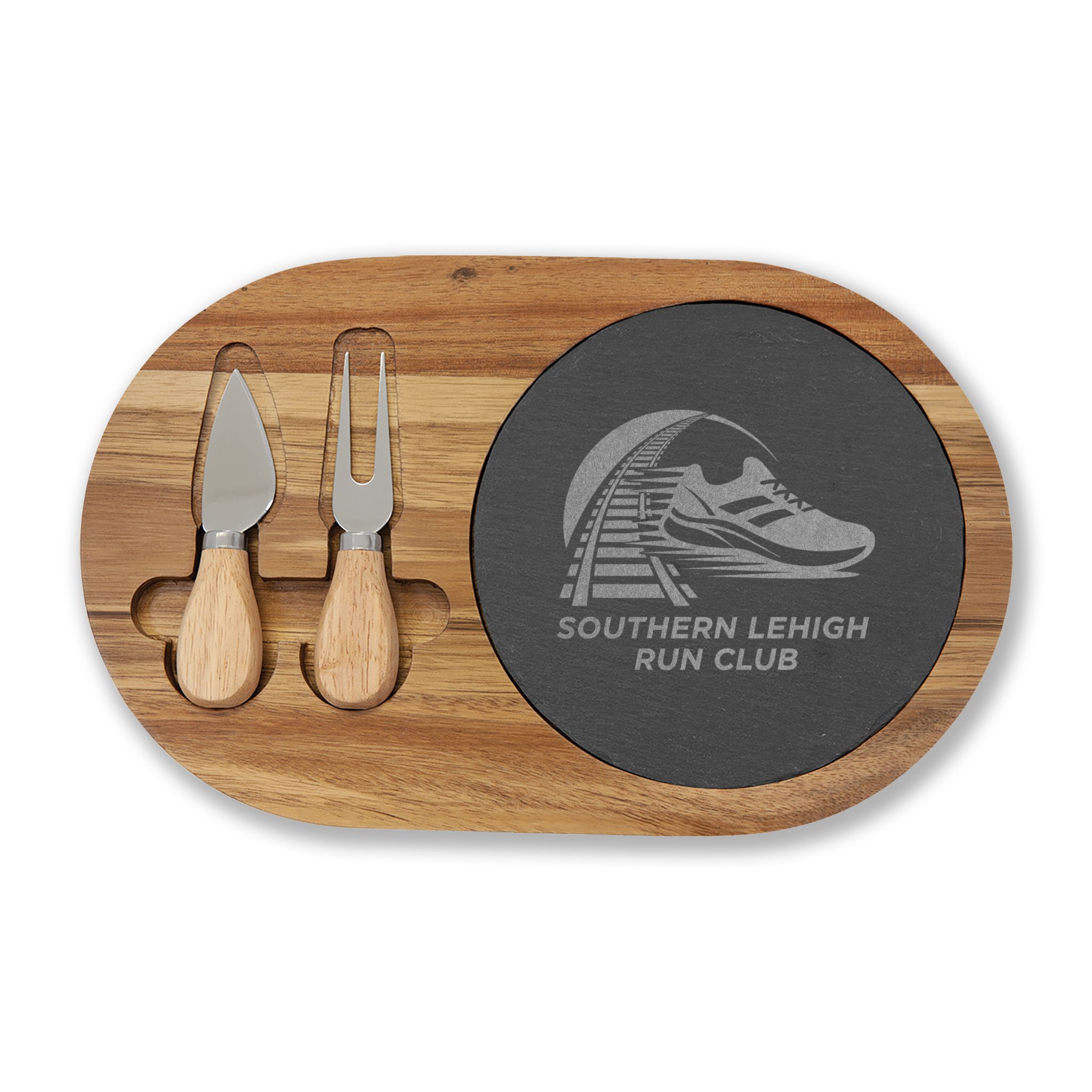 SLRC Engraved Acacia Charcuterie Board with Slate Insert & Cheese Tools - Image 2