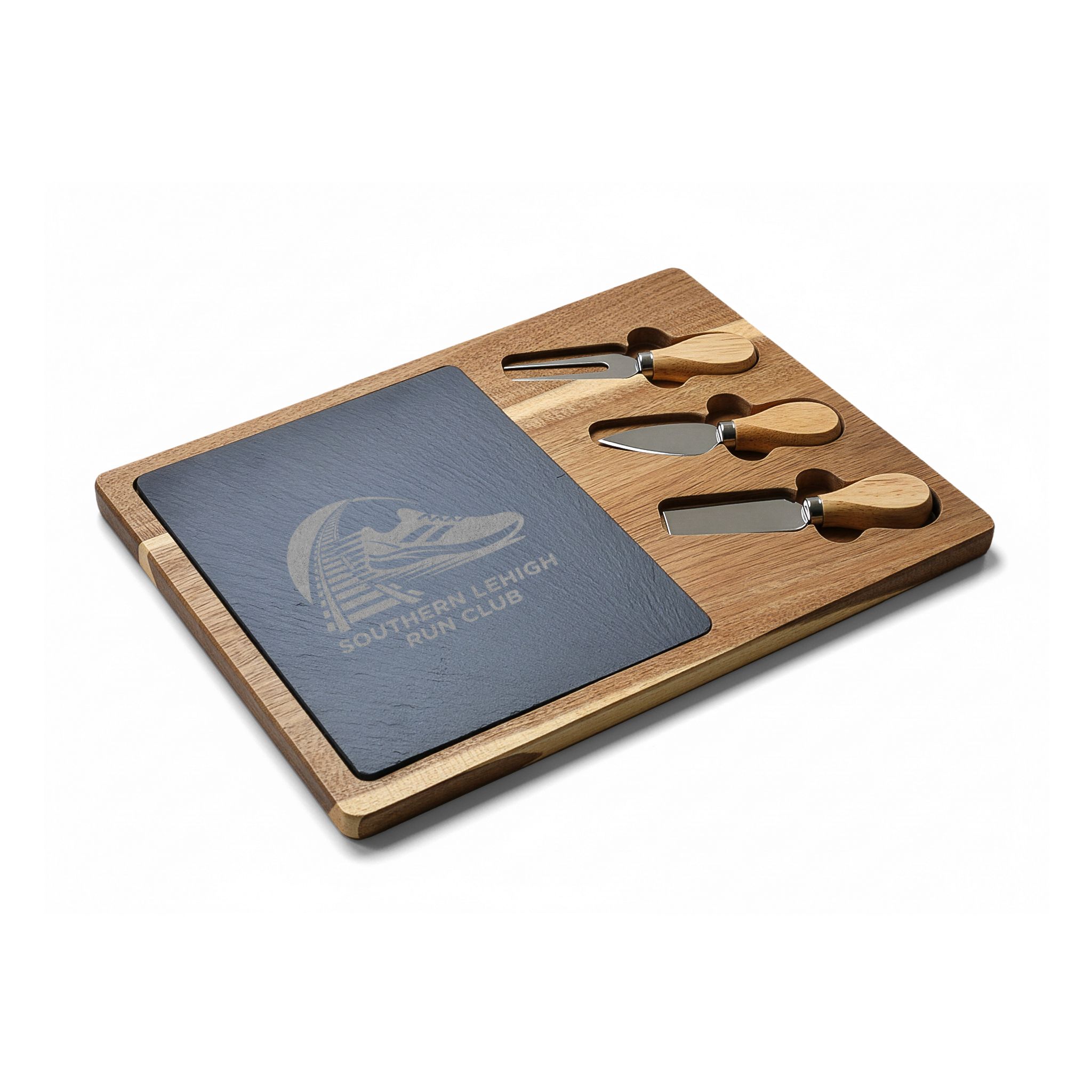 SLRC Engraved Acacia Charcuterie Board with Slate Insert & Cheese Tools - Image 4